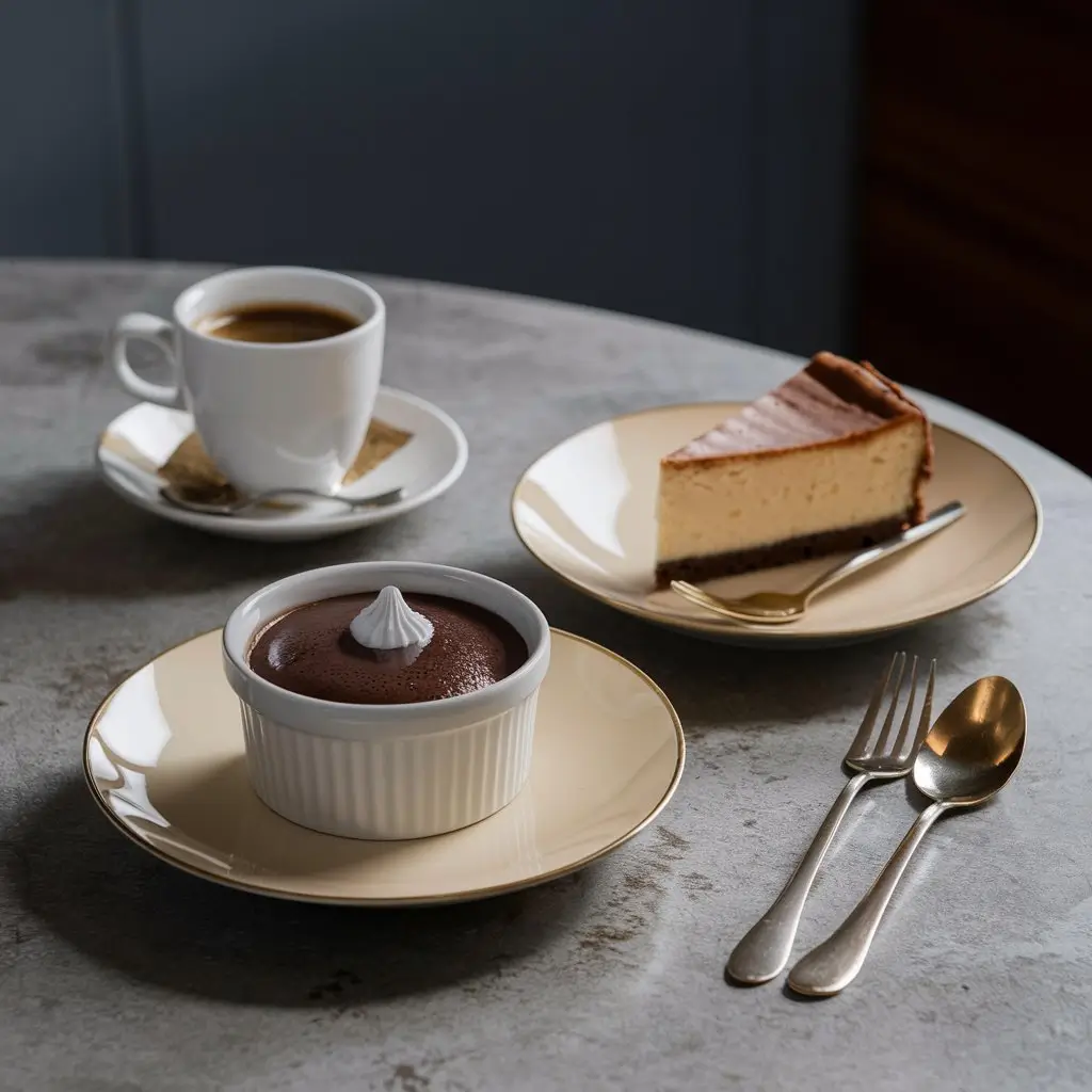 Cheesecake and mousse with espresso pairings