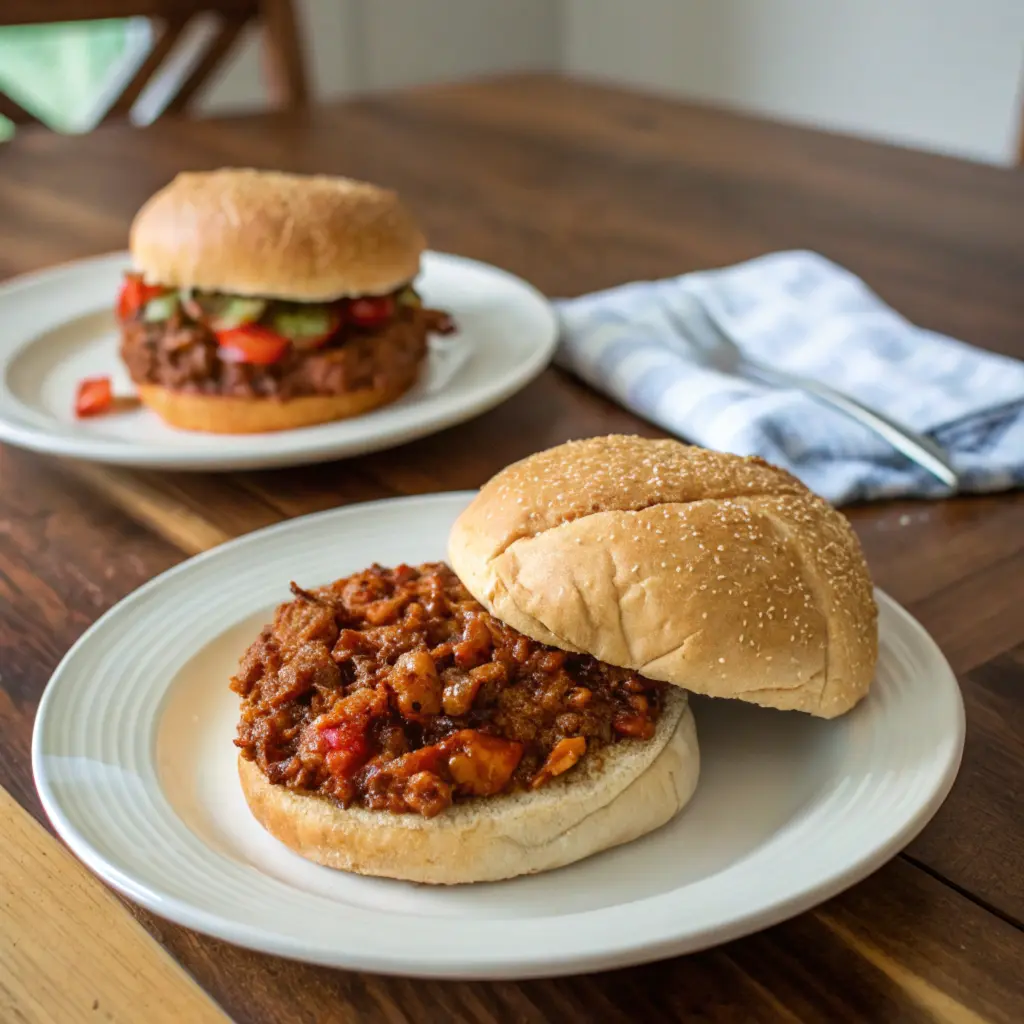 Homemade sloppy joe compared to a Manwich-made sloppy joe sandwich.