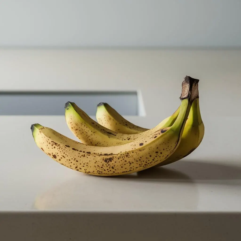 Overripe bananas with brown spots on their peels