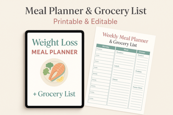 Weight Loss Meal Planner + Grocery List – Printable & Editable (PDF + Google Sheet) - Image 7