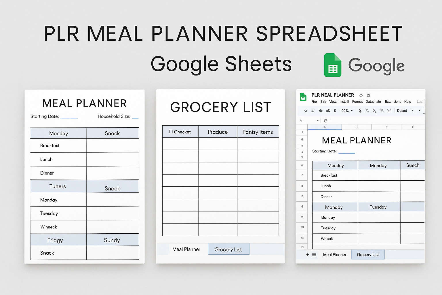 Weight Loss Meal Planner + Grocery List – Printable & Editable (PDF + Google Sheet)